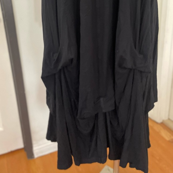 Plus Size Asymmetric Rushed Hem Midi Dress Black - Picture 10 of 10